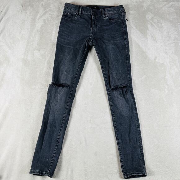 True Religion Jeans Men 31 Faded Black Denim Tony Skinny Destroyed Knees Zip Fly - Picture 1 of 13